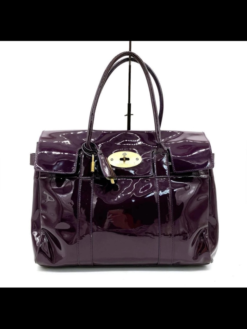 Mulberry Patent Leather Satchel - Plum